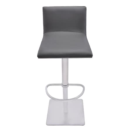 Armen Living Crystal Adjustable Height Swivel Gray Faux Leather and Gray Walnut Bar Stool LCCRBAGRBS